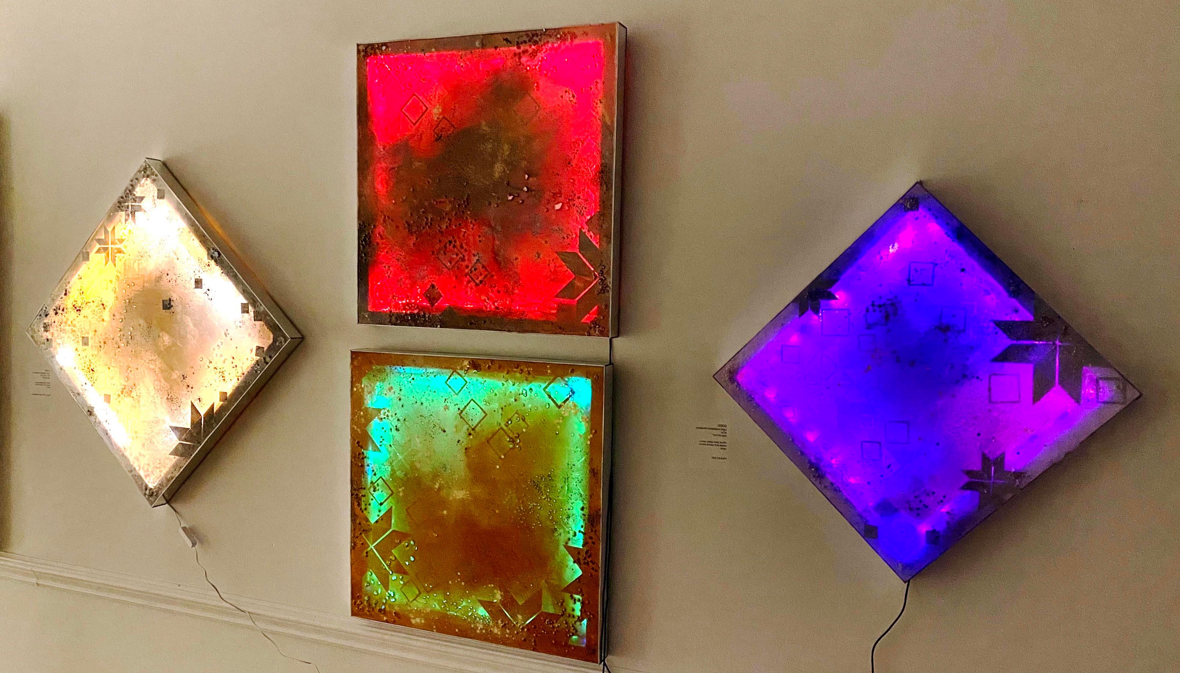 Code L-13.  LED Installation Hi-tech Modern Geometric Abstract Brown Silver Dust For Sale 1
