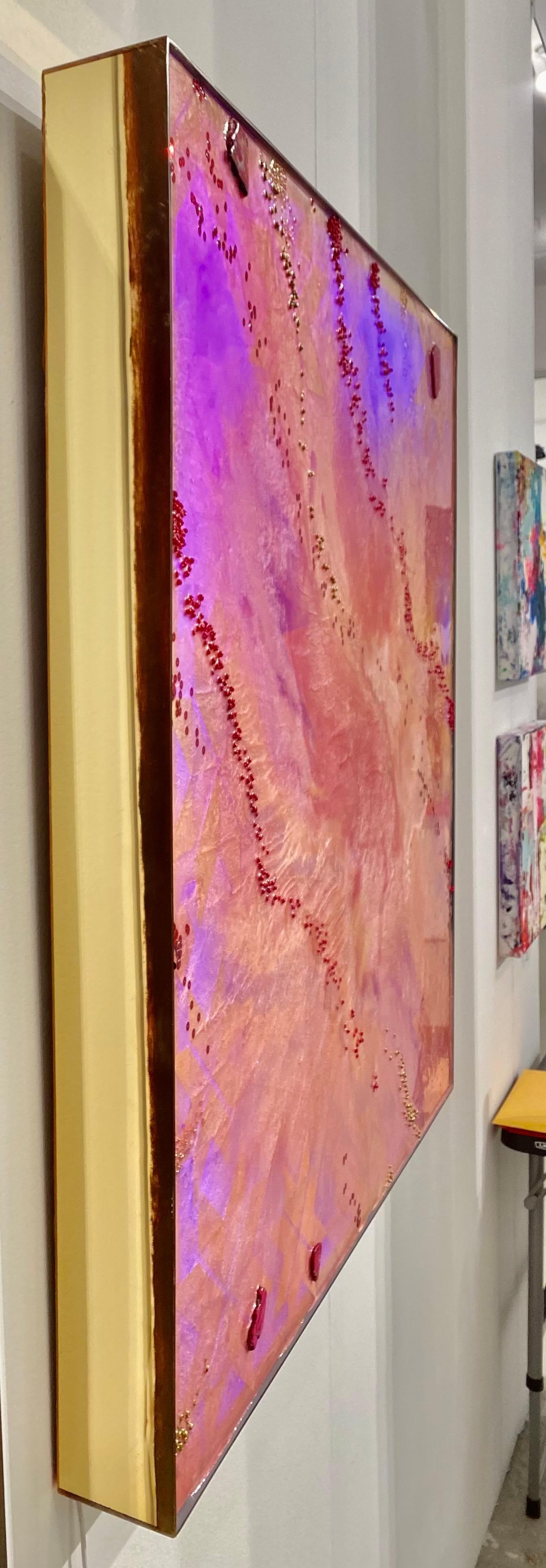 Code LI-M1. LED Installation Hi-tech Modern Geometric Abstract Art Red Epoxy 3