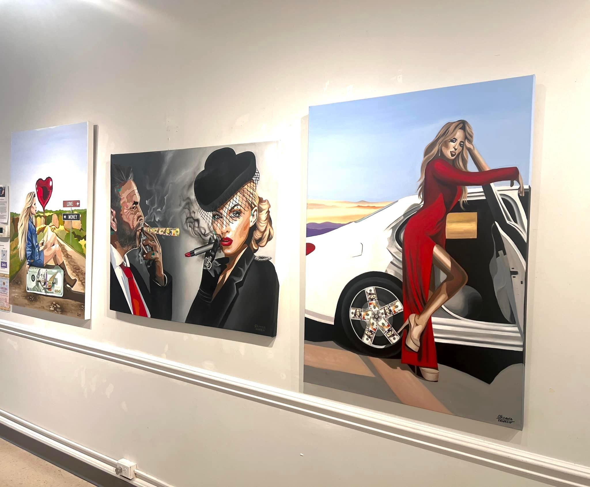 Cigarro de un dólar. Dólar Arte Pintura al Óleo Pensamientos Conceptuales Provocador Figurativo en venta 1