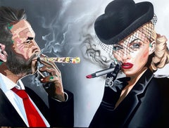 Cigarro de un dólar. Dólar Arte Pintura al Óleo Pensamientos Conceptuales Provocador Figurativo