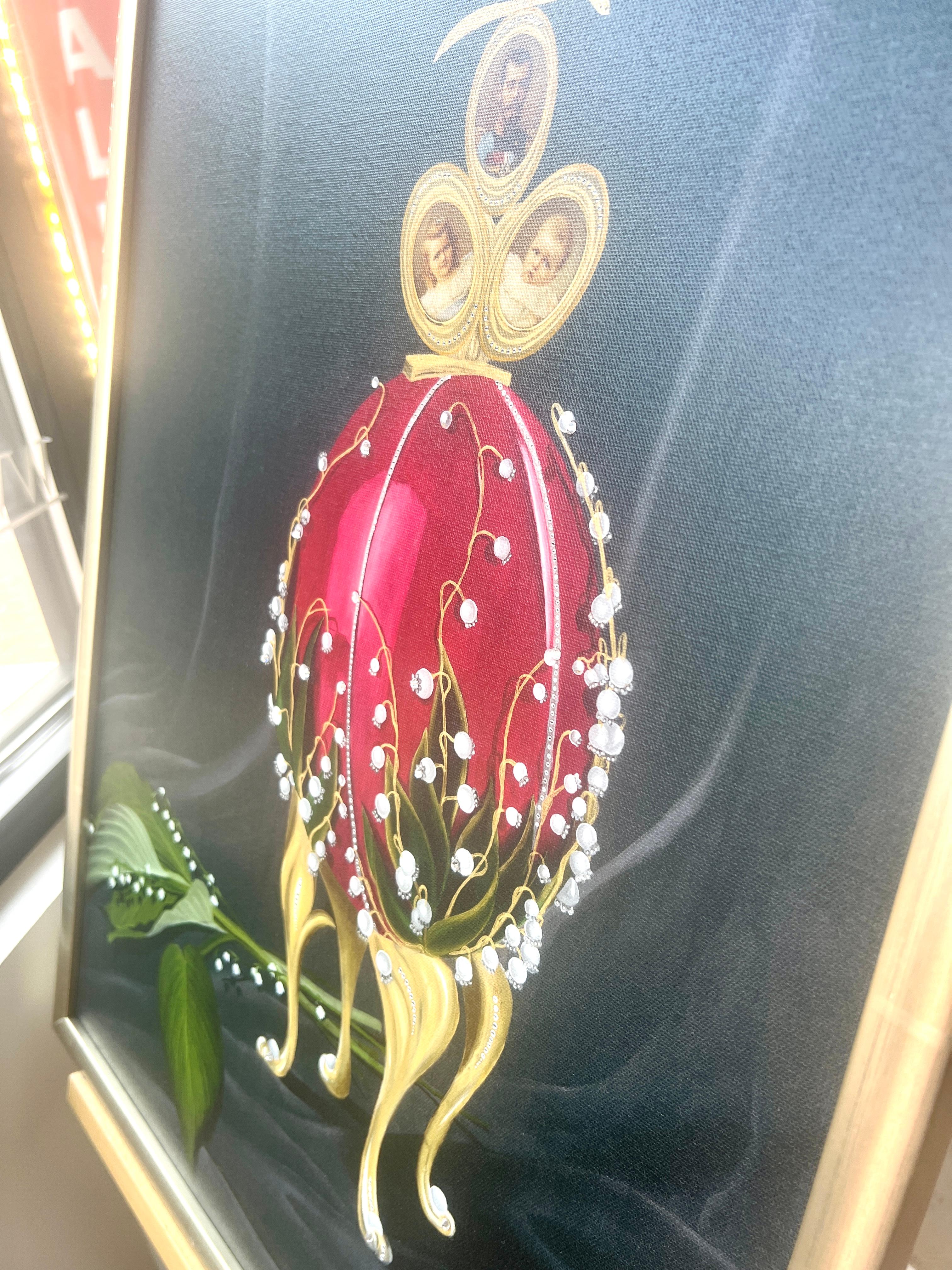 Huevo Faberge Lirios del Valle con Cristales Swarovski Únicos Arte en Mosaico en venta 2