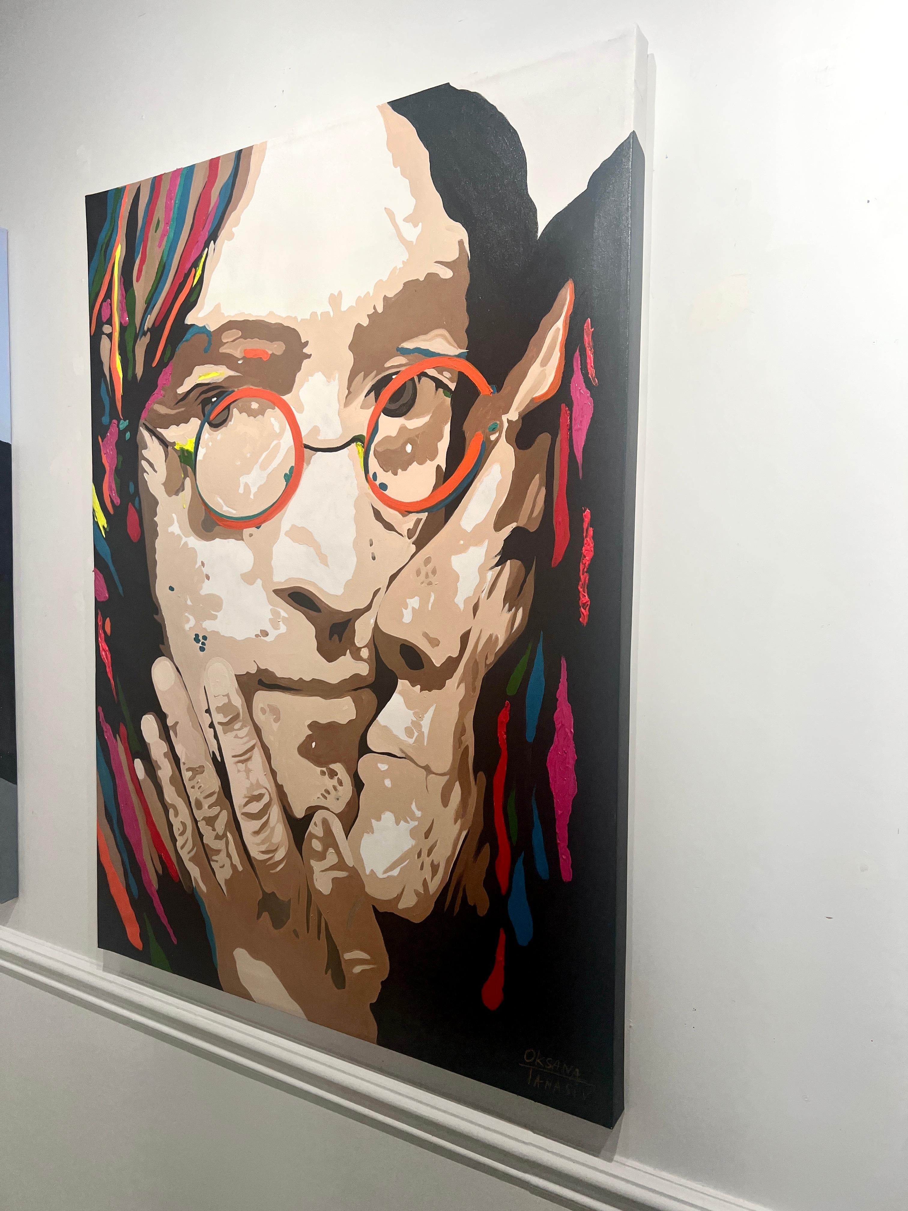 John Lennon und Yoko Ono, Prominente Porträts von Persönlichkeiten, Pop Art (Pop-Art), Painting, von Oksana Tanasiv