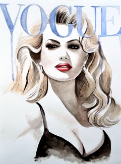 Kate Upton Vogue Fashion Illustration Watercolor Red Original Figurative