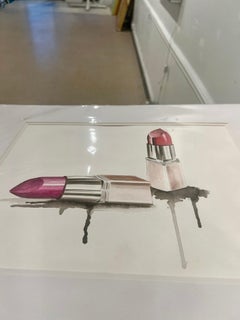 Lipsticks Glam Fashion Illustration Still Life Watercolor Red Original
