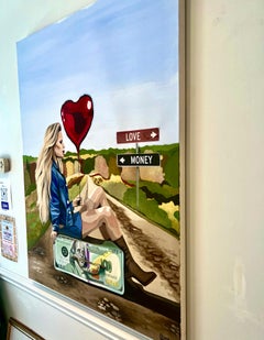 Love or Money? Dollar Art Oil Painting Conceptual Thoughts Provocative