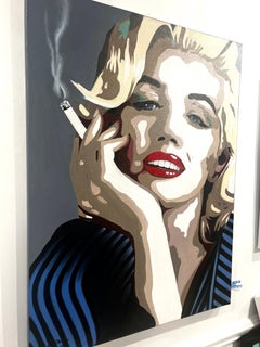 Monroe 7. Celebrity blue pop-art portrait of iconic Marylin Monroe