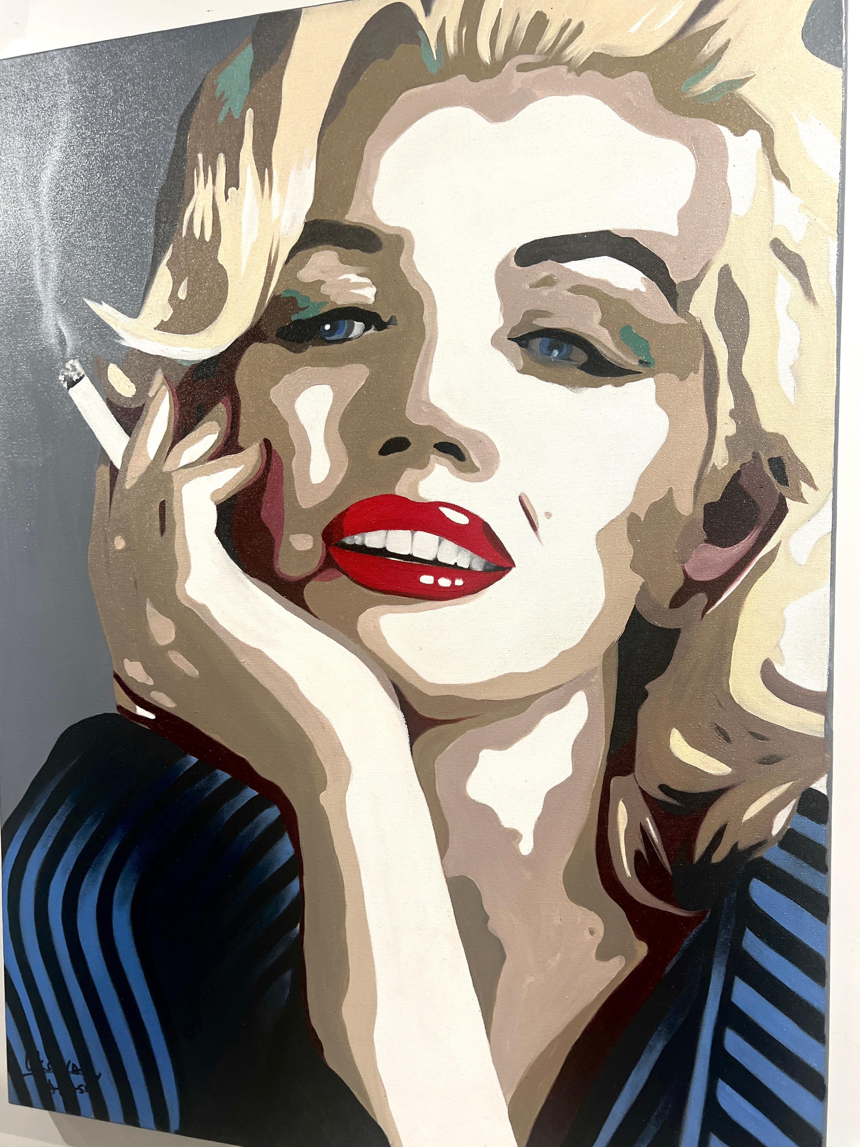 Monroe 7. Celebrity-Blaues Pop-Art-Porträt der Ikone Marylin Monroe im Angebot 2
