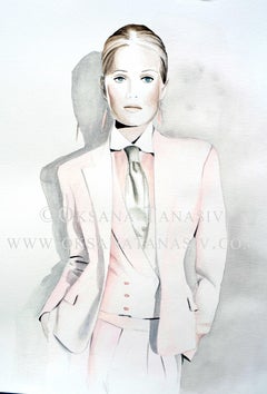 Ralph Lauren Fashion Illustration Watercolor Original Figurative Pink