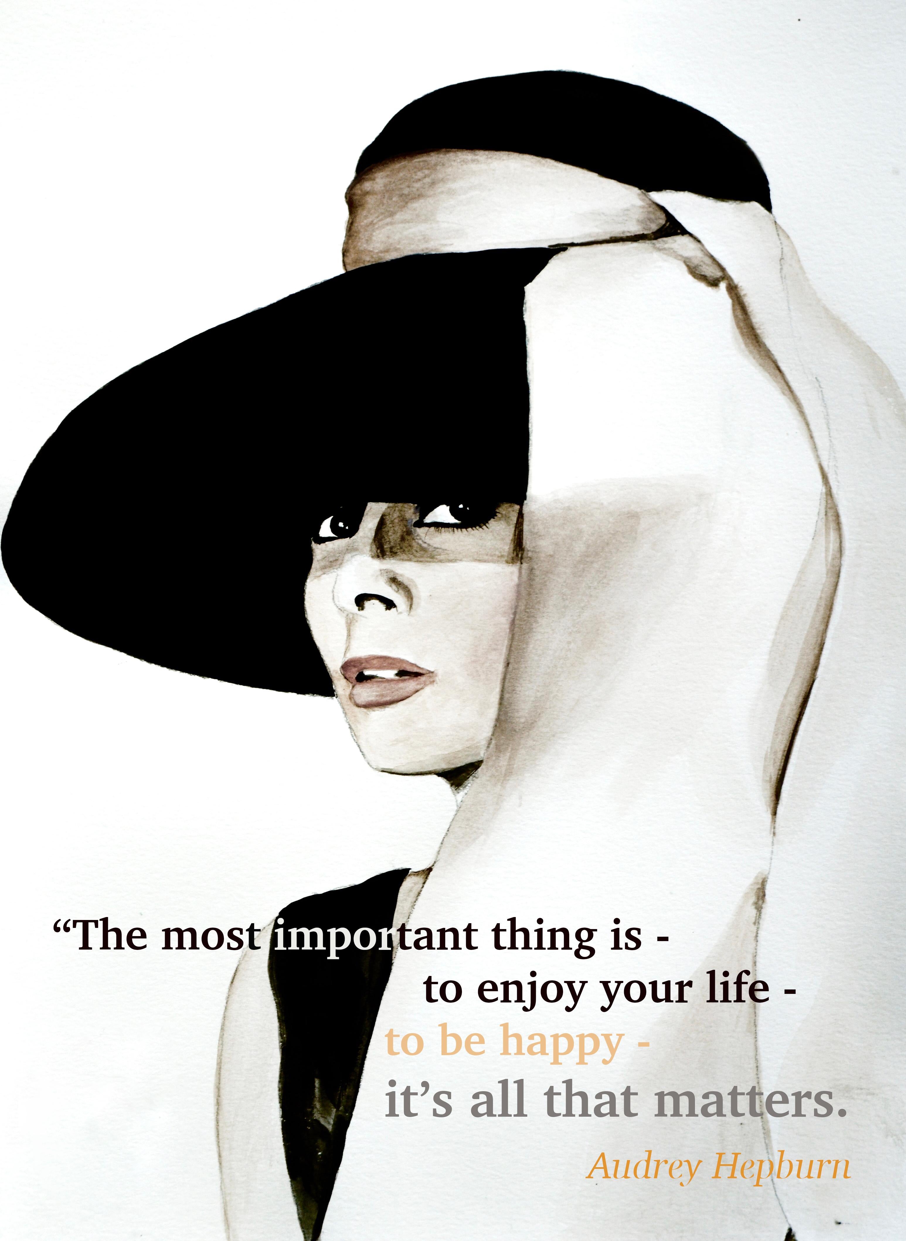 Audrey Hepburn Acquerello Moda Pittura Illustrazione Disegno su carta 