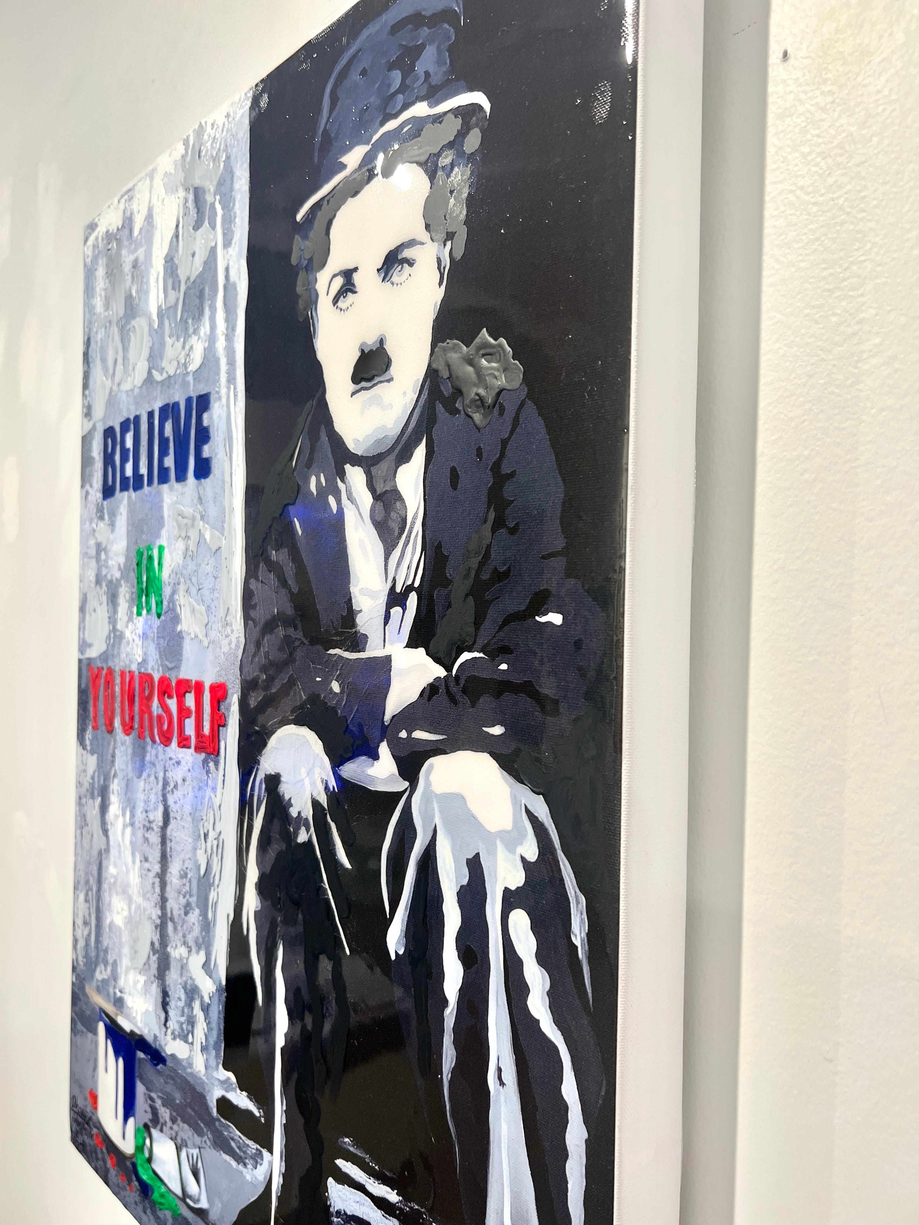 Charlie Chaplin (Pop-Art), Painting, von Oksana Tanasiv