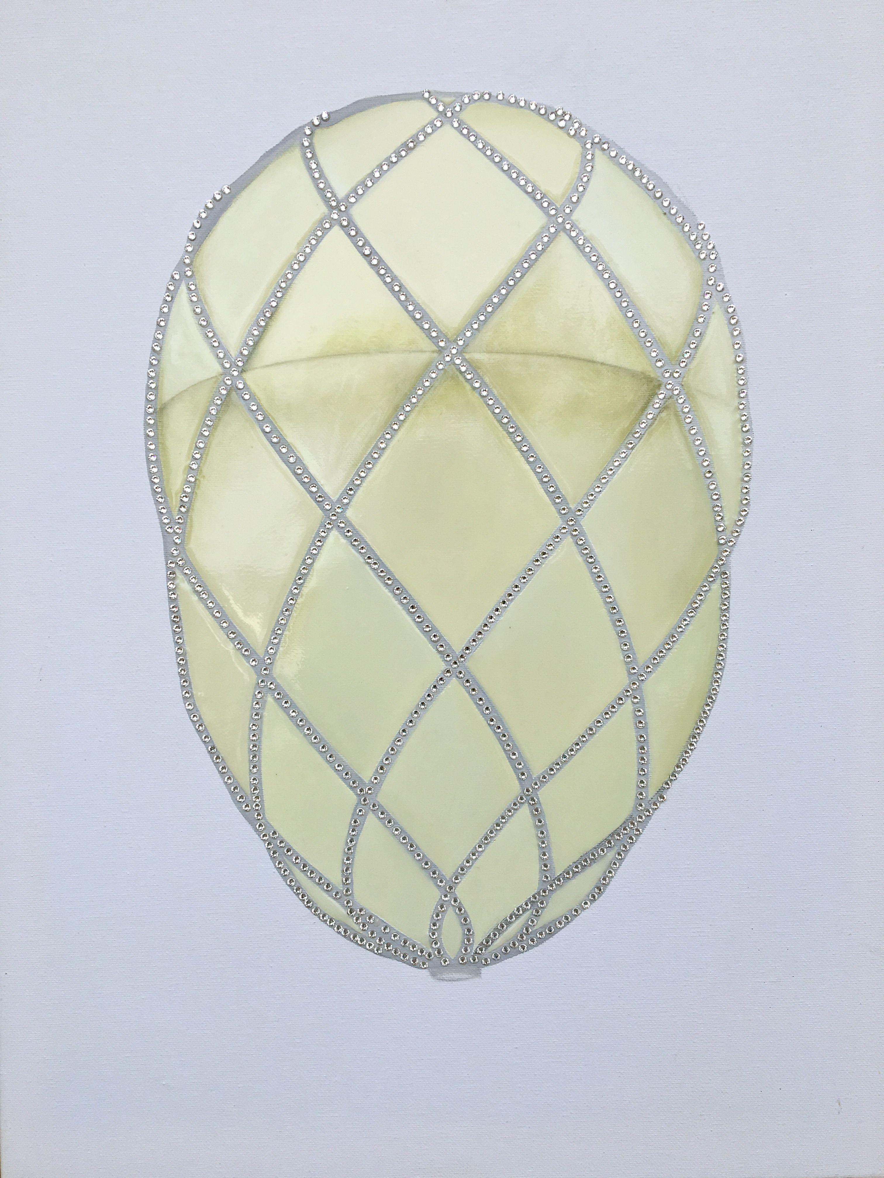 Faberge Diamond Trellis Egg with Unique Swarovski Crystals Mosaic Oil Art