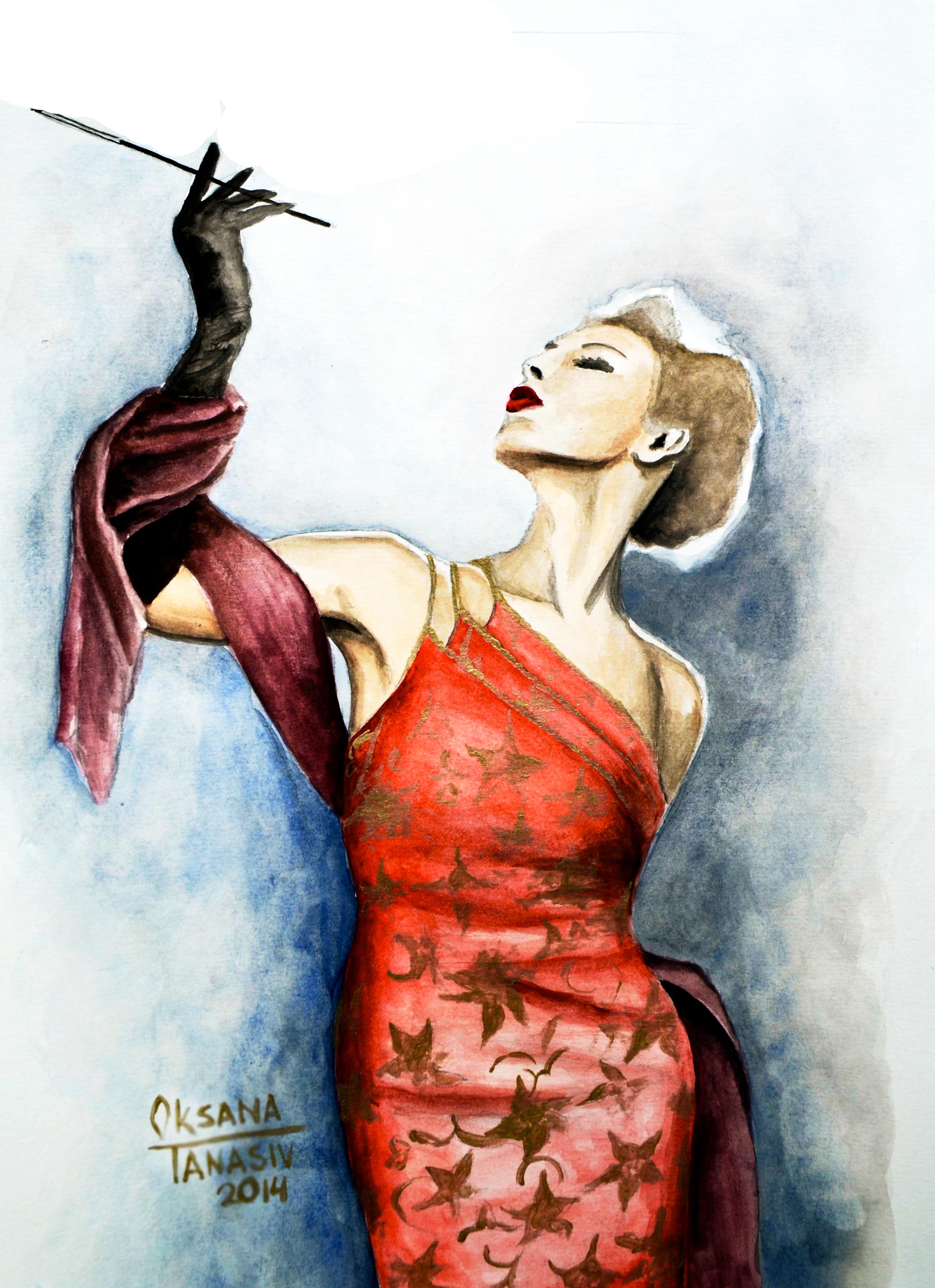 Oksana Tanasiv Figurative Art - Glamour. Fashion Illustration Figurative Watercolor Geclee Print