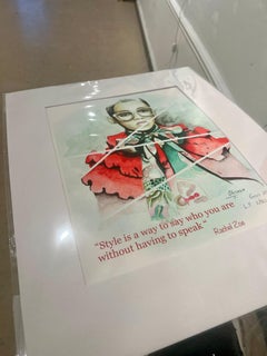 Illustration de mode Gucci Glam aquarelle Geclee rouge vert