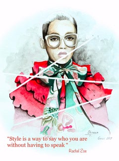 Illustration de mode Gucci Glam aquarelle Geclee rouge vert