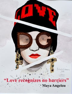 Love Has no Barriers Illustration de mode Aquarelle Noir Rouge D&G Femme Fille