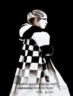 Marc Jacobs. Illustrazione di moda Figurativa Acquerello Geclee Stampa