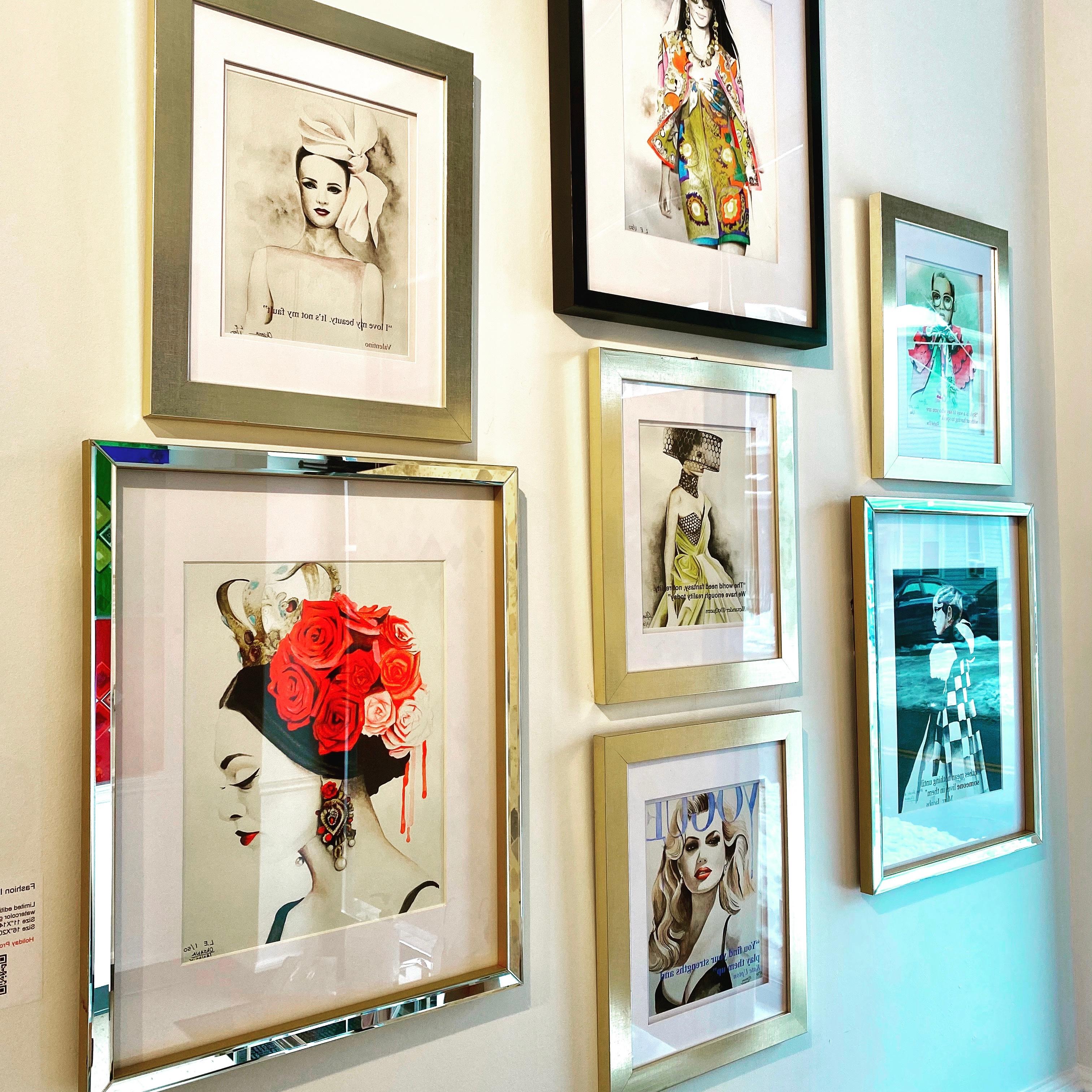 Valentino Couture Fashion Illustration Figurative Watercolor Geclee Print For Sale 2
