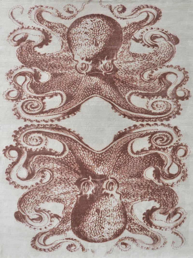 „Okto – Blush + Creme“ /  9' x 12' / Handgeknüpfter Teppich aus Wolle + Seide (Moderne) im Angebot