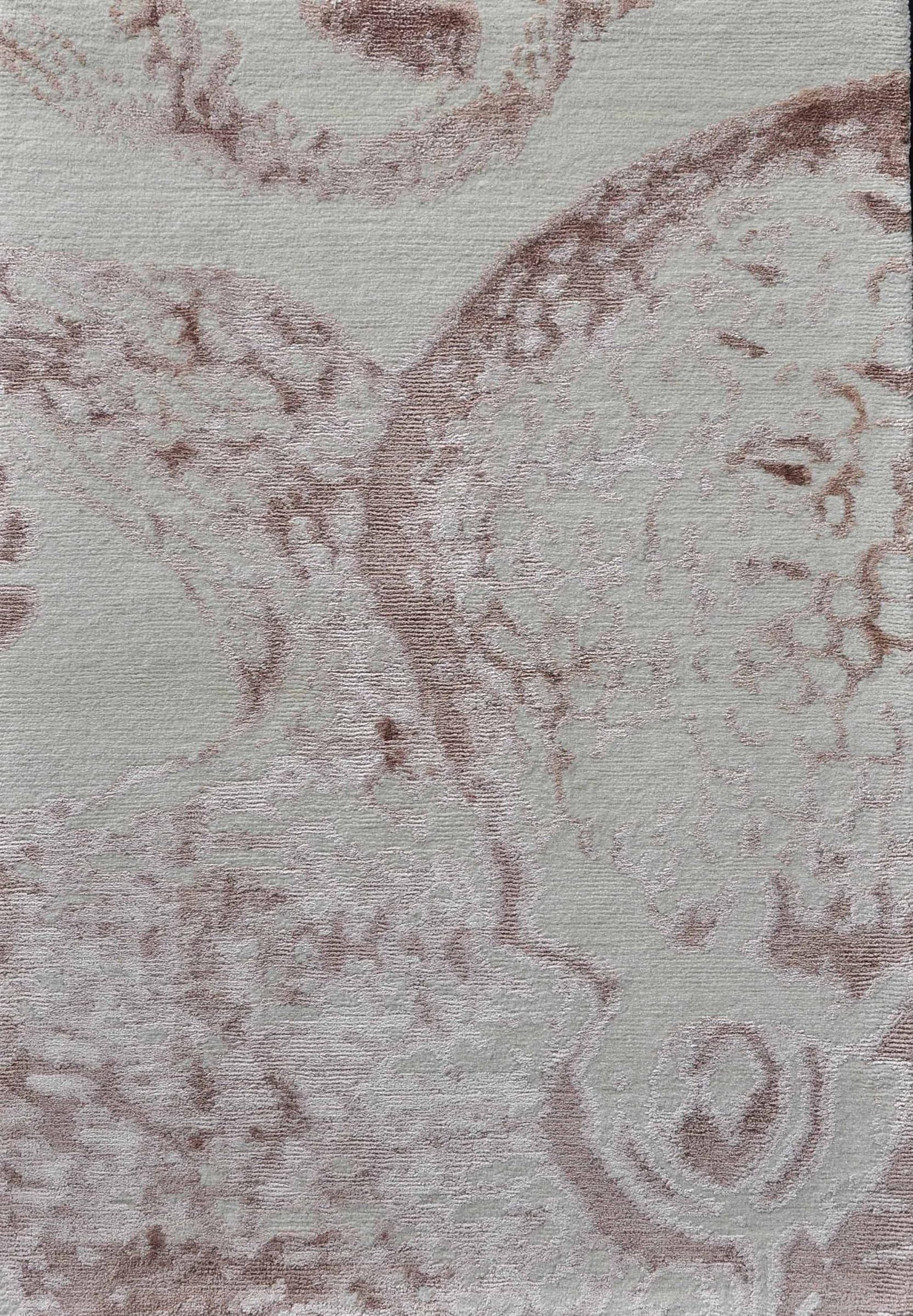 „Okto – Blush + Creme“ /  9' x 12' / Handgeknüpfter Teppich aus Wolle + Seide (amerikanisch) im Angebot