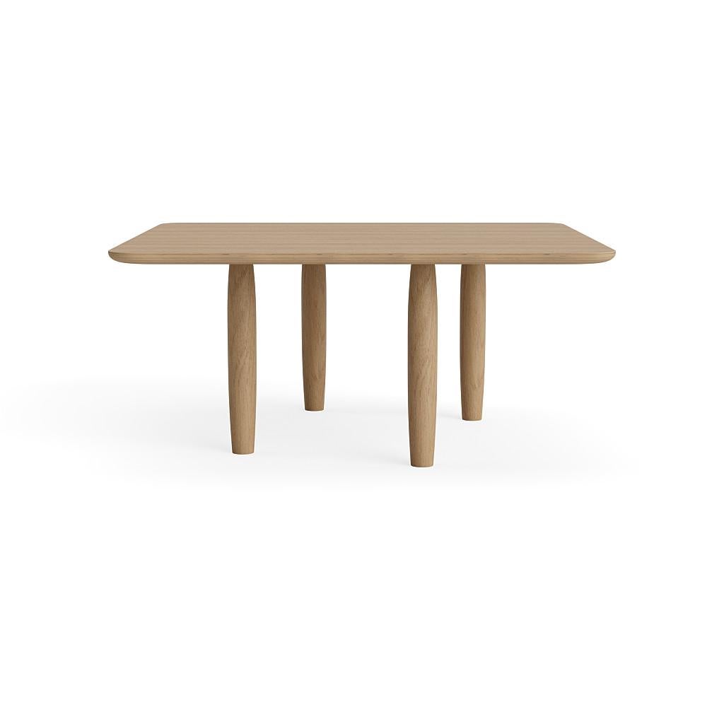 Oku Natural Oak Coffee Table by NORR11
Dimensions: D 80 x W 80 x H 36 cm.
Materials: Oak, plywood, veneer and lacquer.

Different wood finishes available: Natural, light smoked, dark smoked and black. The legs are produced in solid FSC certified oak