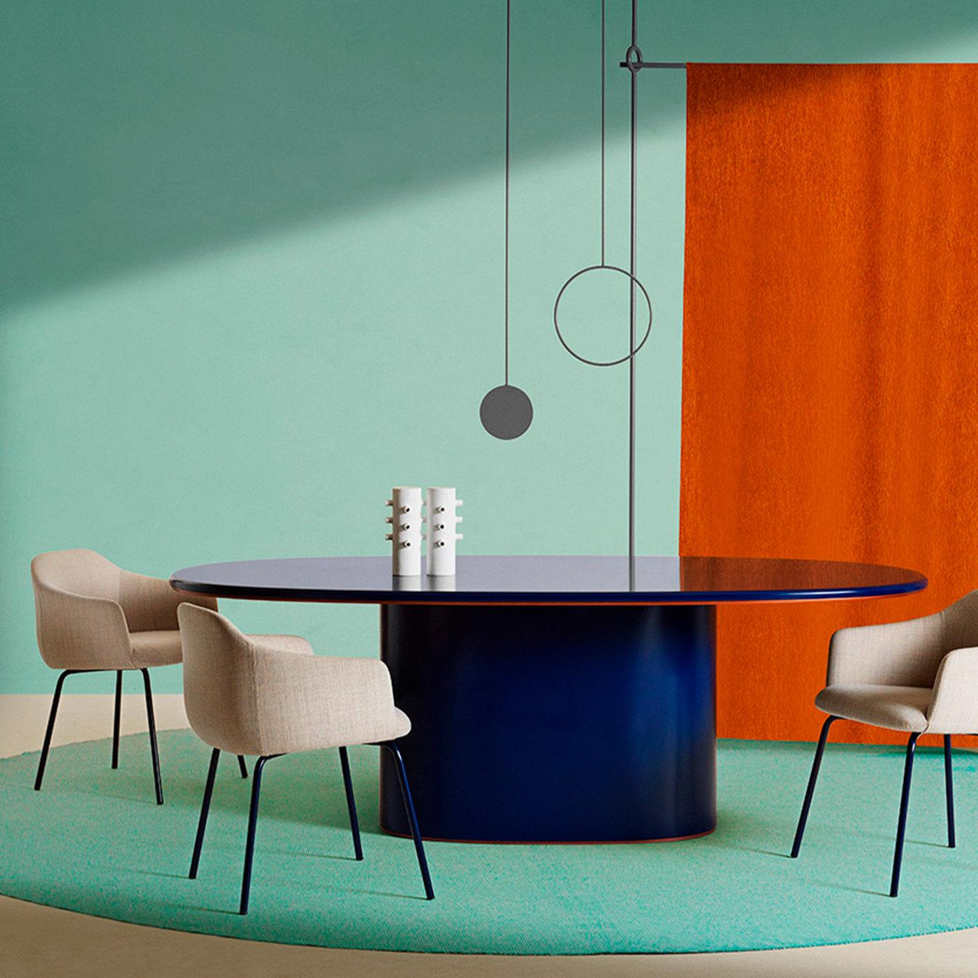 Italian Oku Oval Blue Dining Table by Federica Biasi