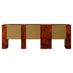 Okumé Plywood and Natural Elm Burl Modulo Cabinet by Dainelli Studio Atelier