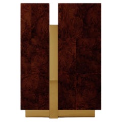 Okumé Plywood and Natural Elm Burl Sipario Cabinet by Dainelli Studio Atelier