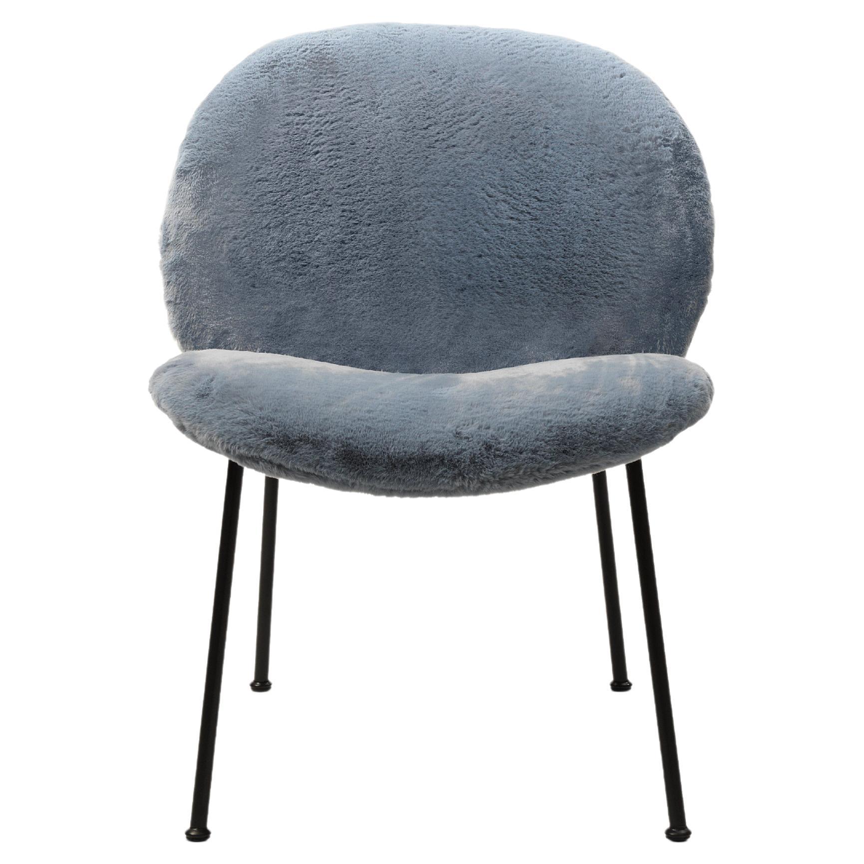 Ola Armchair in Vip Blue Upholstery & Grey Legs by Saba For Sale