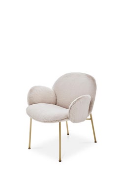 Ola Armchair with Armrest in Vip Blue Upholstery & Satin Brass Legs by Saba