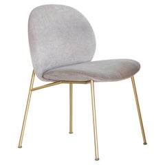 Ola Chair in Violet 19 Beige Upholstery with Satin Brass Legs by Saba