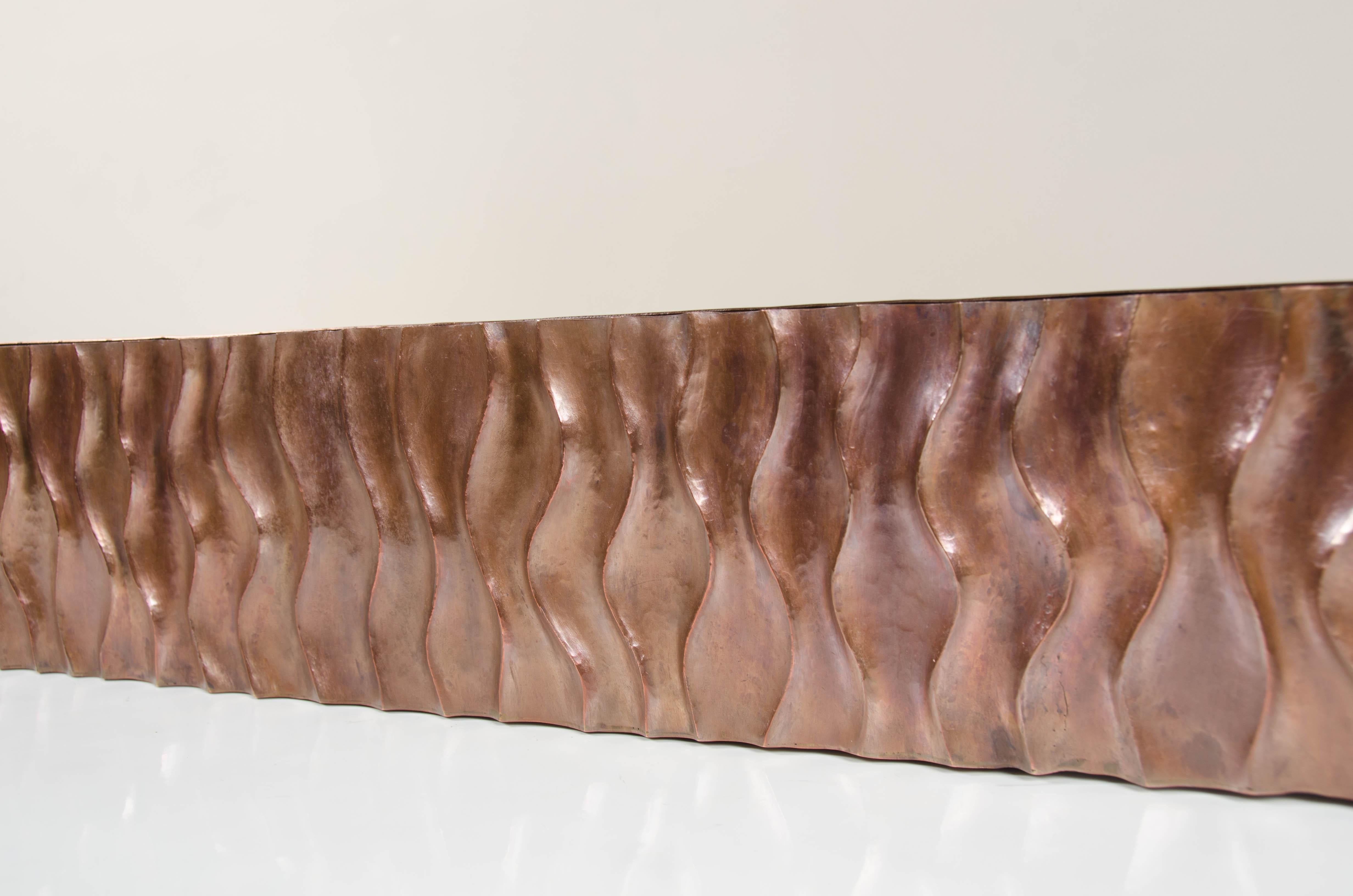 Ola Design Planter with Liner, Antique Copper by Robert Kuo, Limited Edition In New Condition For Sale In Los Angeles, CA