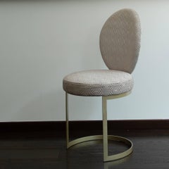 Ola Dining Chair with Brass Finishing and Rose Fabric, Contemporary Art Deco