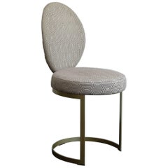 Ola Dining Chair with Brass Finishing and Rose Fabric, Contemporary Art Deco