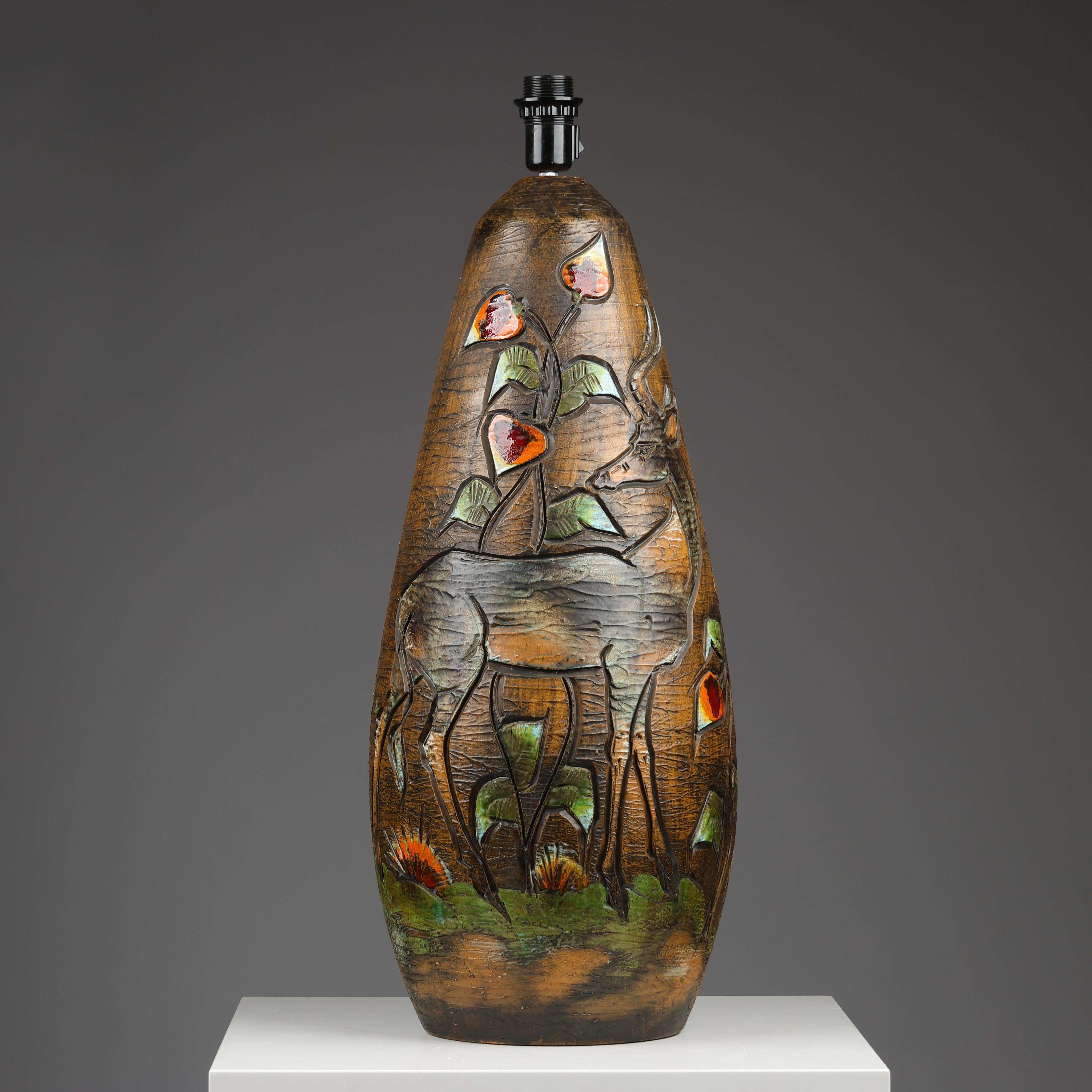 Ola Fihl , riesige glasierte Keramiklampe, Tilgmans Keramik, Schweden 1960 signiert im Angebot 3