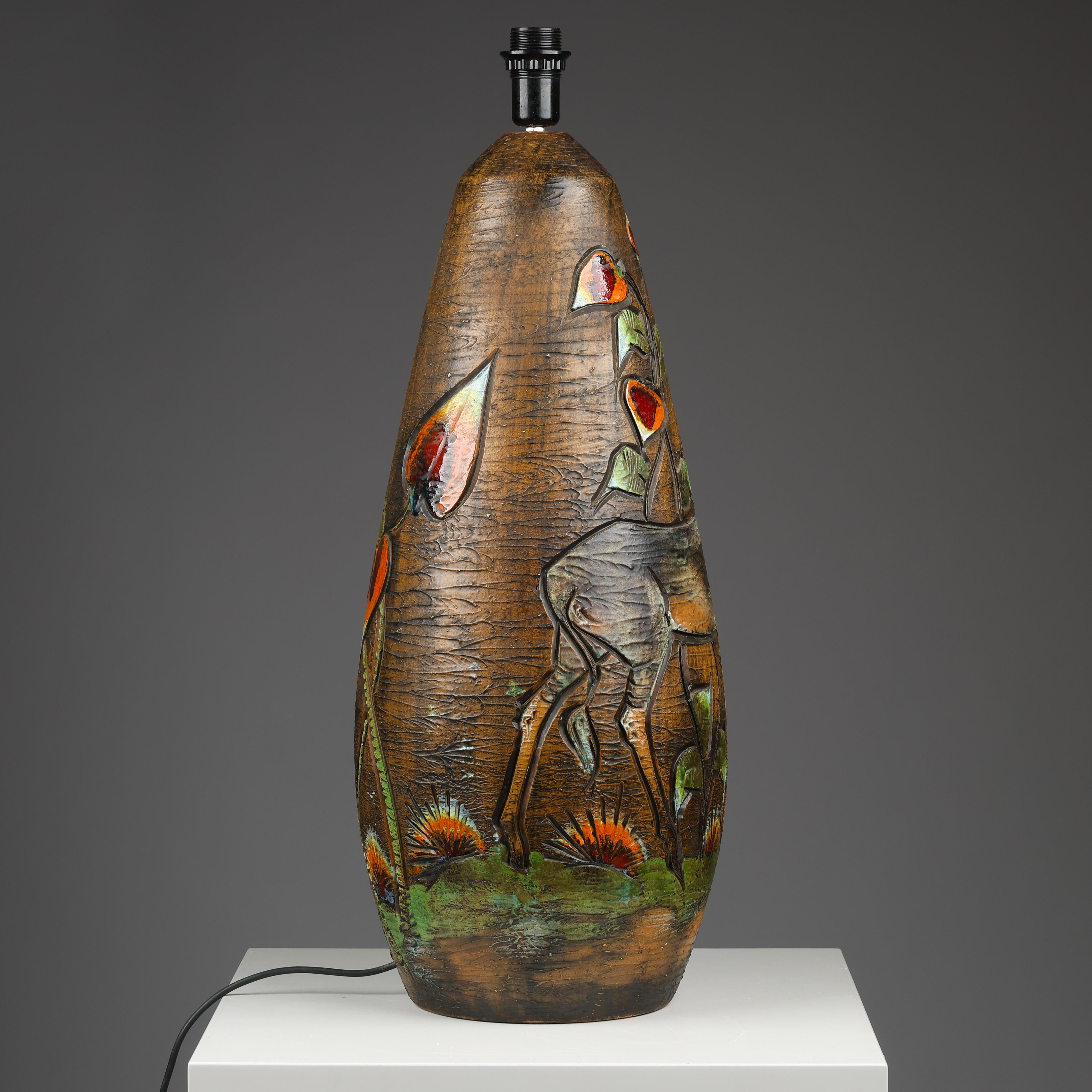 Ola Fihl , riesige glasierte Keramiklampe, Tilgmans Keramik, Schweden 1960 signiert (Moderne der Mitte des Jahrhunderts) im Angebot