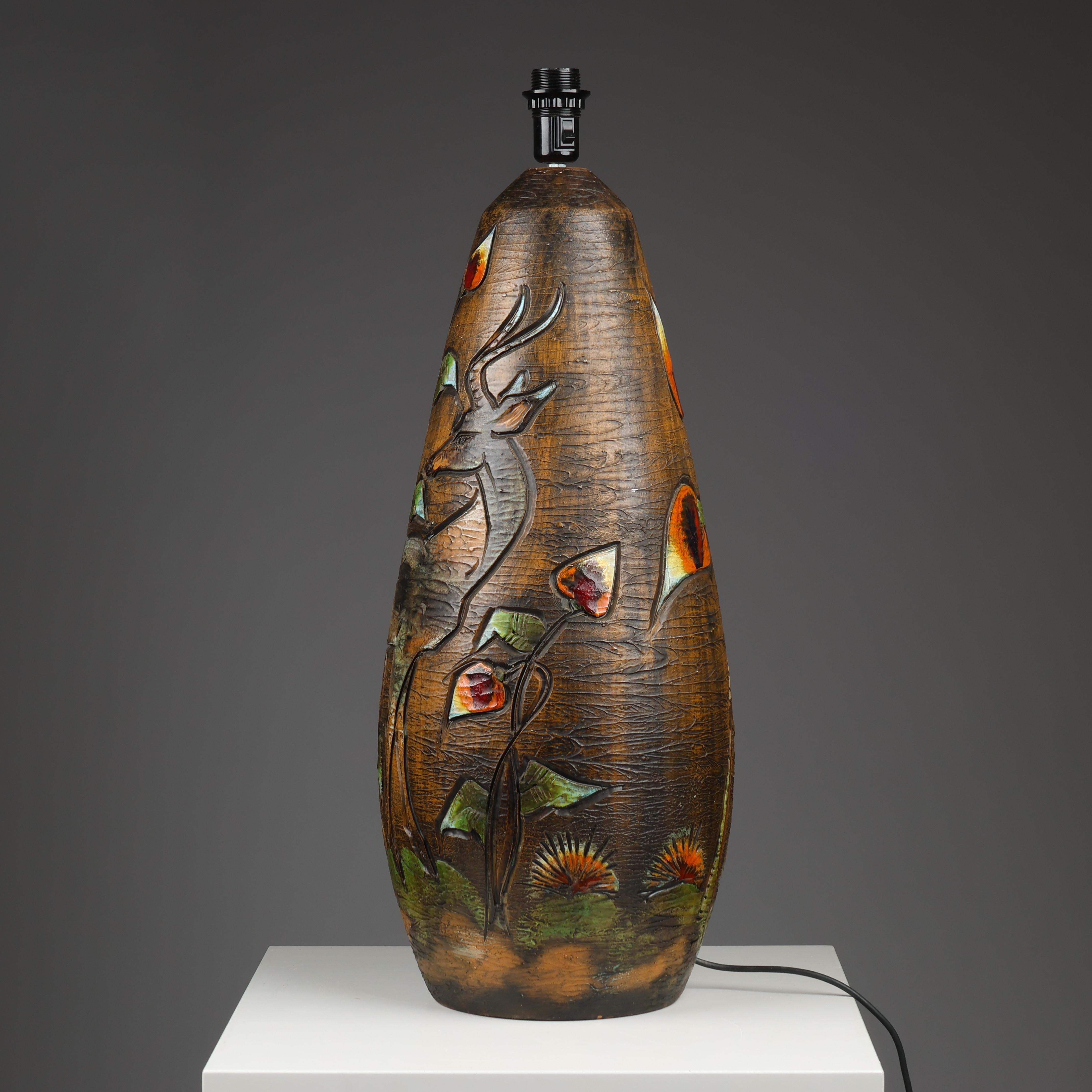Ola Fihl , riesige glasierte Keramiklampe, Tilgmans Keramik, Schweden 1960 signiert (Schwedisch) im Angebot