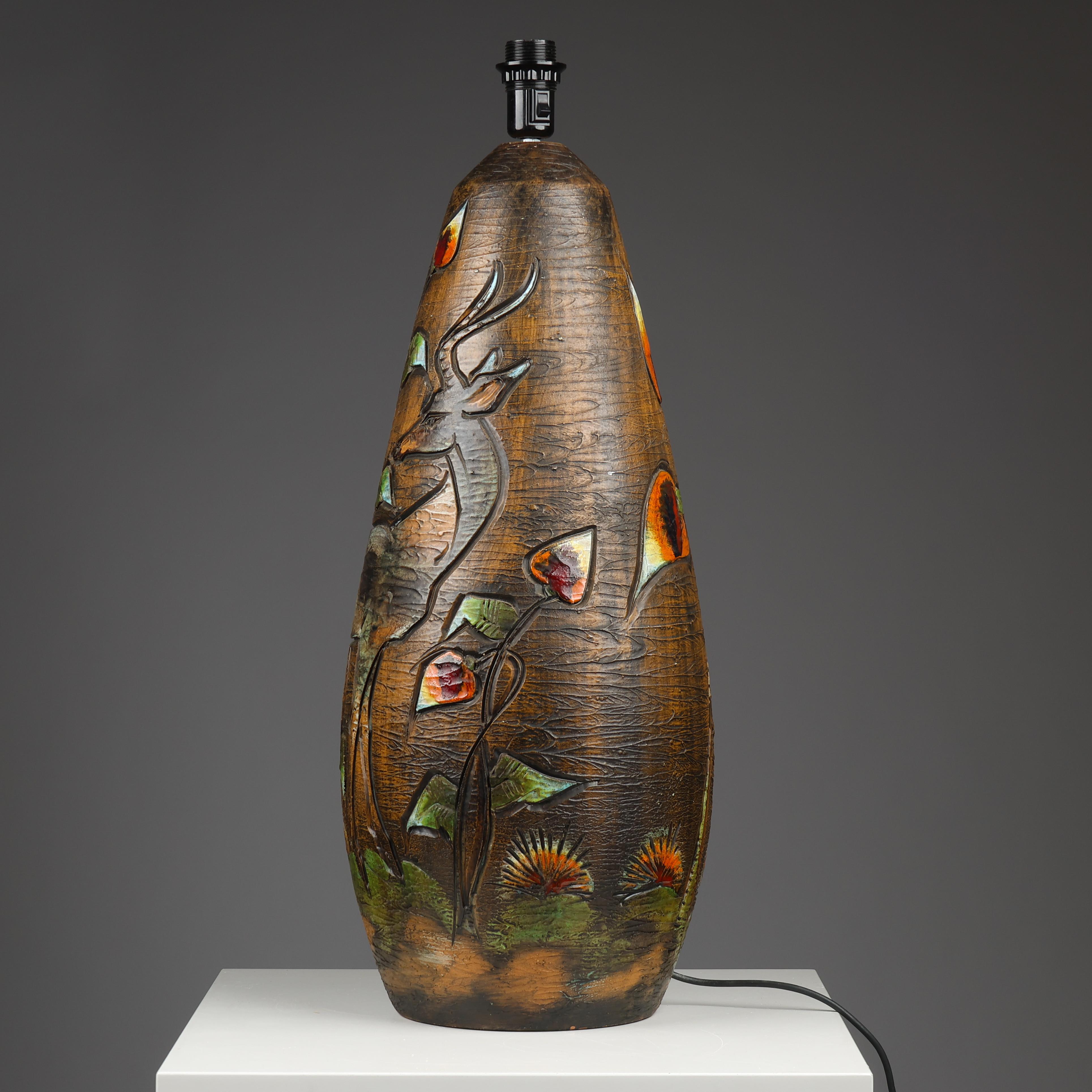 Ola Fihl , riesige glasierte Keramiklampe, Tilgmans Keramik, Schweden 1960 signiert im Angebot 2