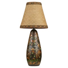 Ola Fihl , riesige glasierte Keramiklampe, Tilgmans Keramik, Schweden 1960 signiert