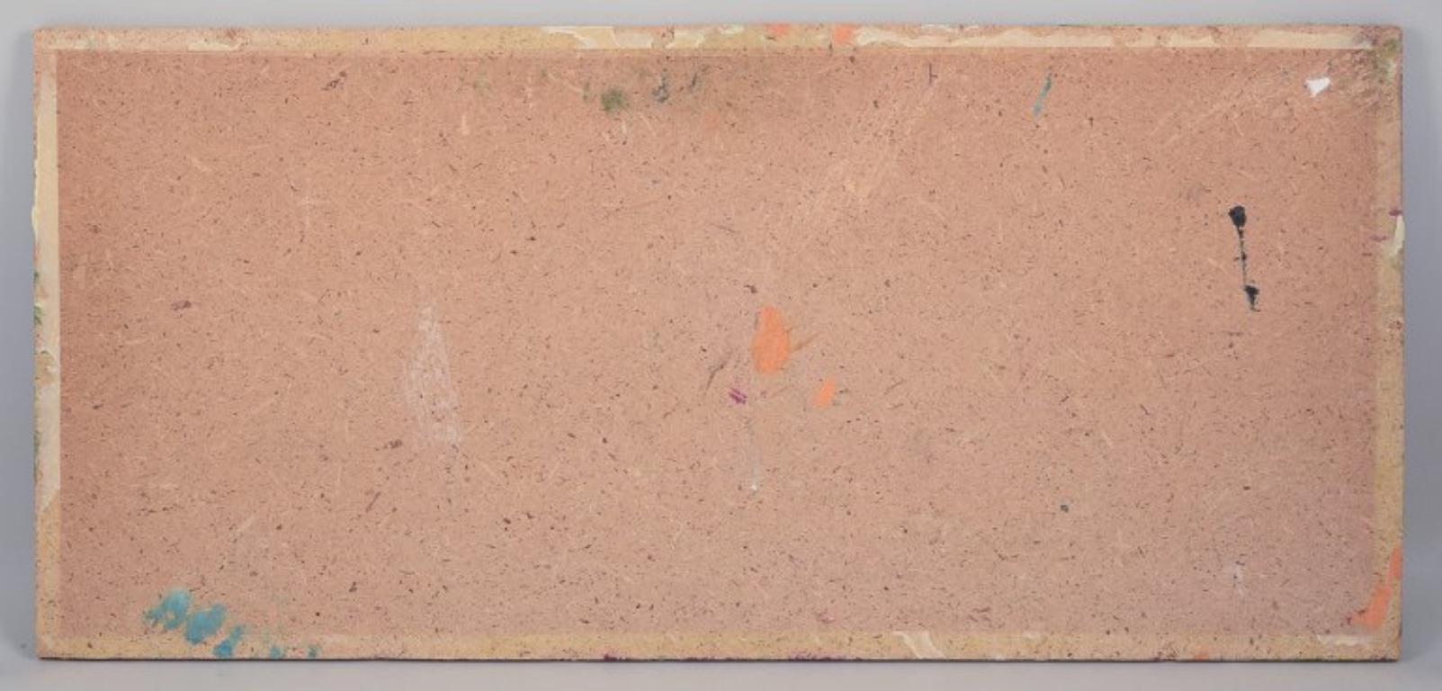 Ola Gerhardt, artiste suédoise répertoriée. Huile sur panneau. Paysage abstrait, années 1960/70 en vente 2
