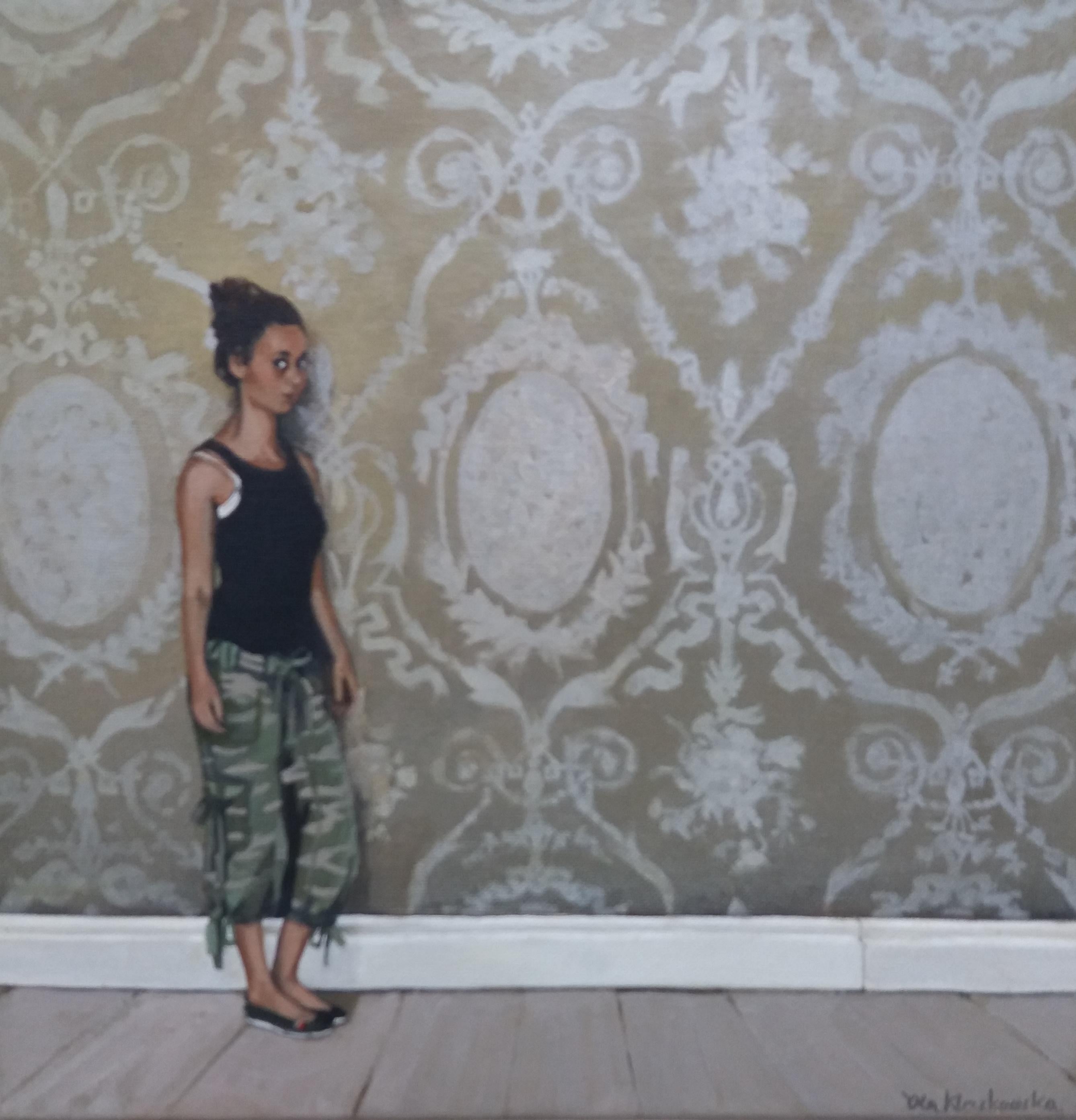 " AMIGA " original surrealist oil canvas painting