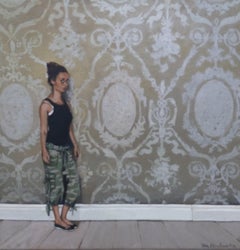 " AMIGA " original surrealist oil canvas painting