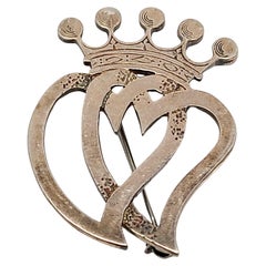Vintage Ola M Gorie Edinburgh Sterling Silver Luckenbooth Heart Pin