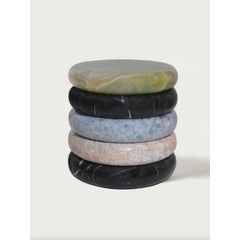 Ola Nighstand in Green Onyx, Black & Pink Marble & Blue Calcite by Panorammma