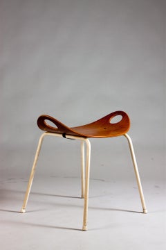 Ola "Olof" Kettunen, 1950s teak Stool for Merva, Merivaara, Finland