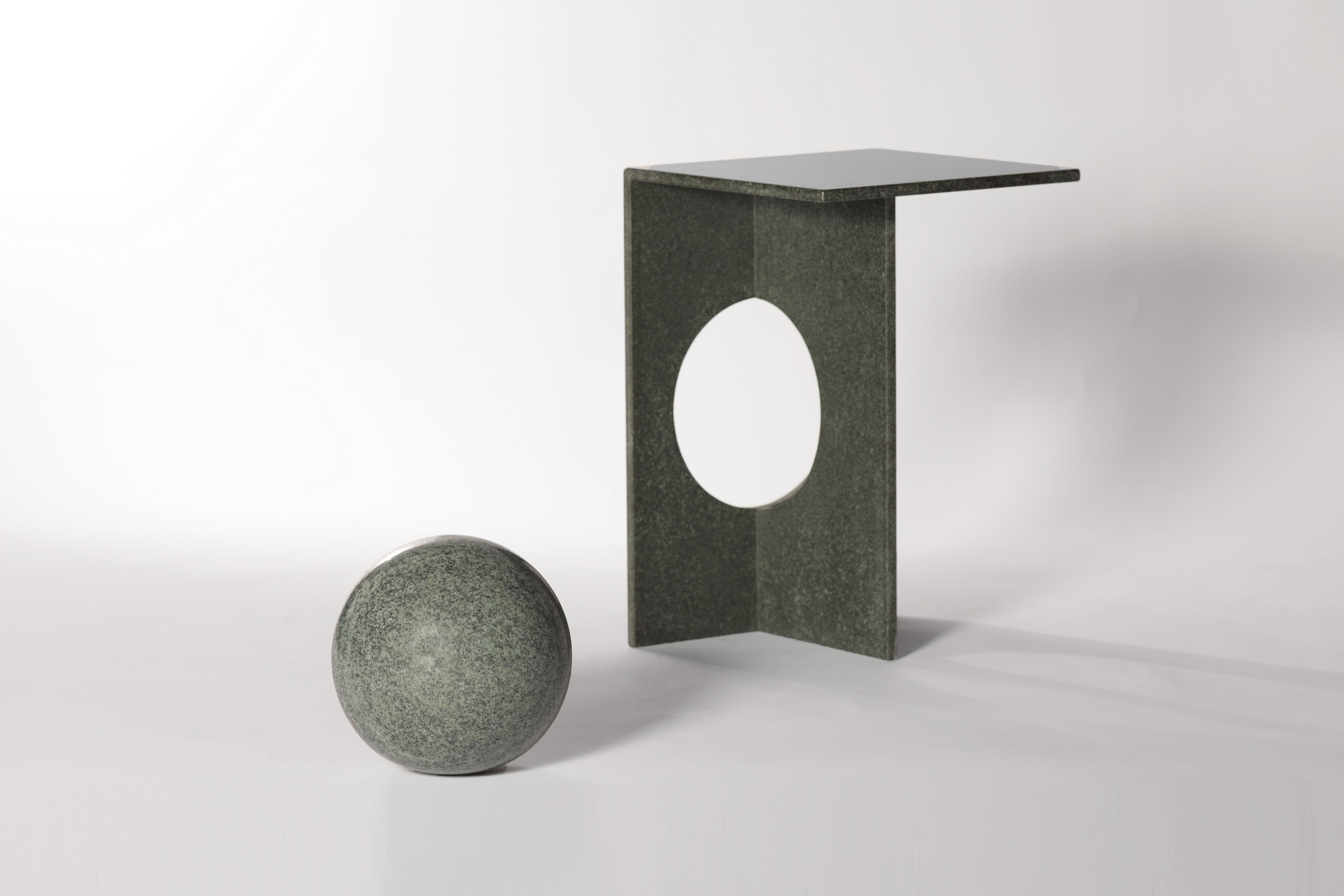 green stone side table