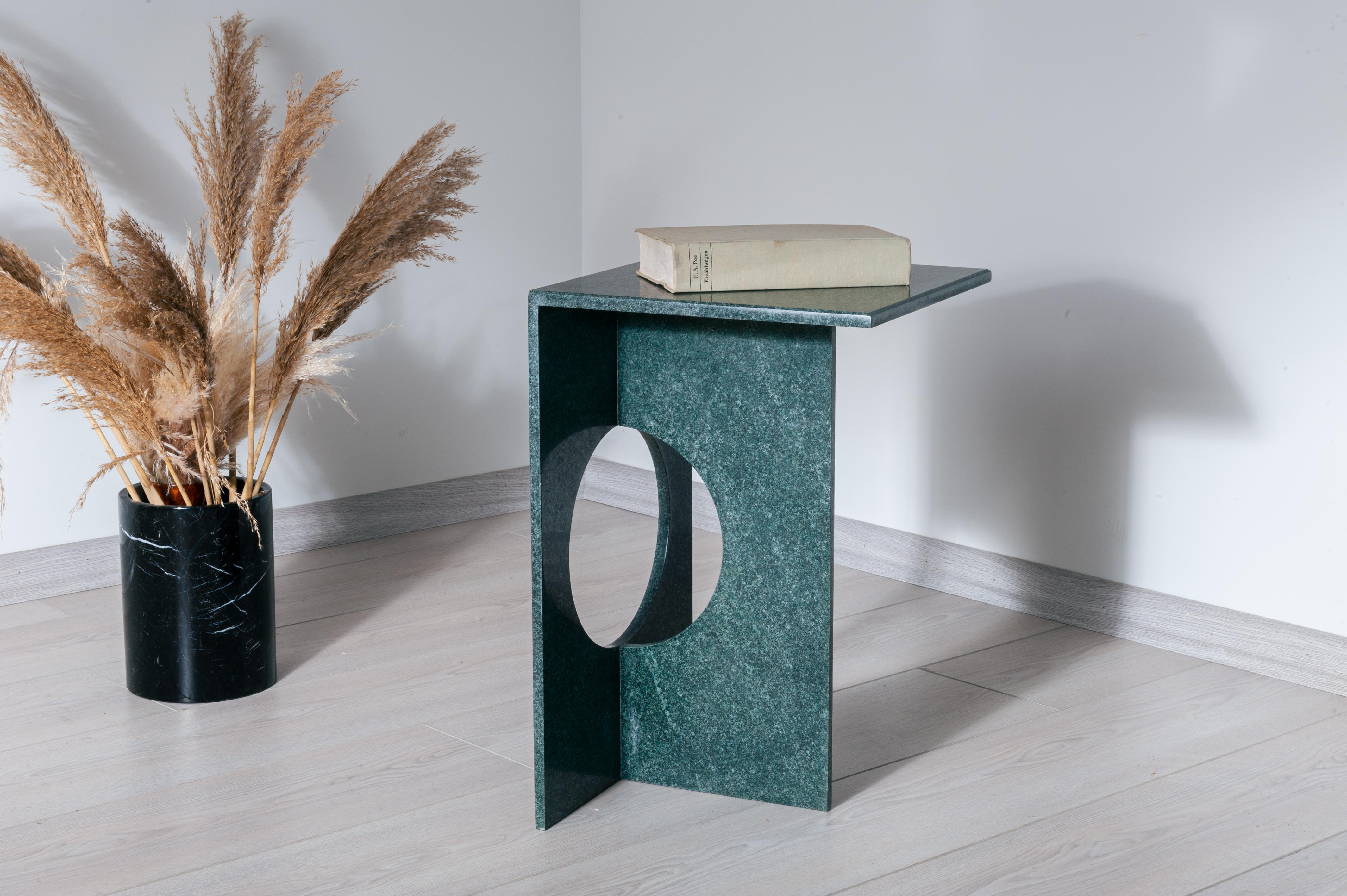 green stone side table