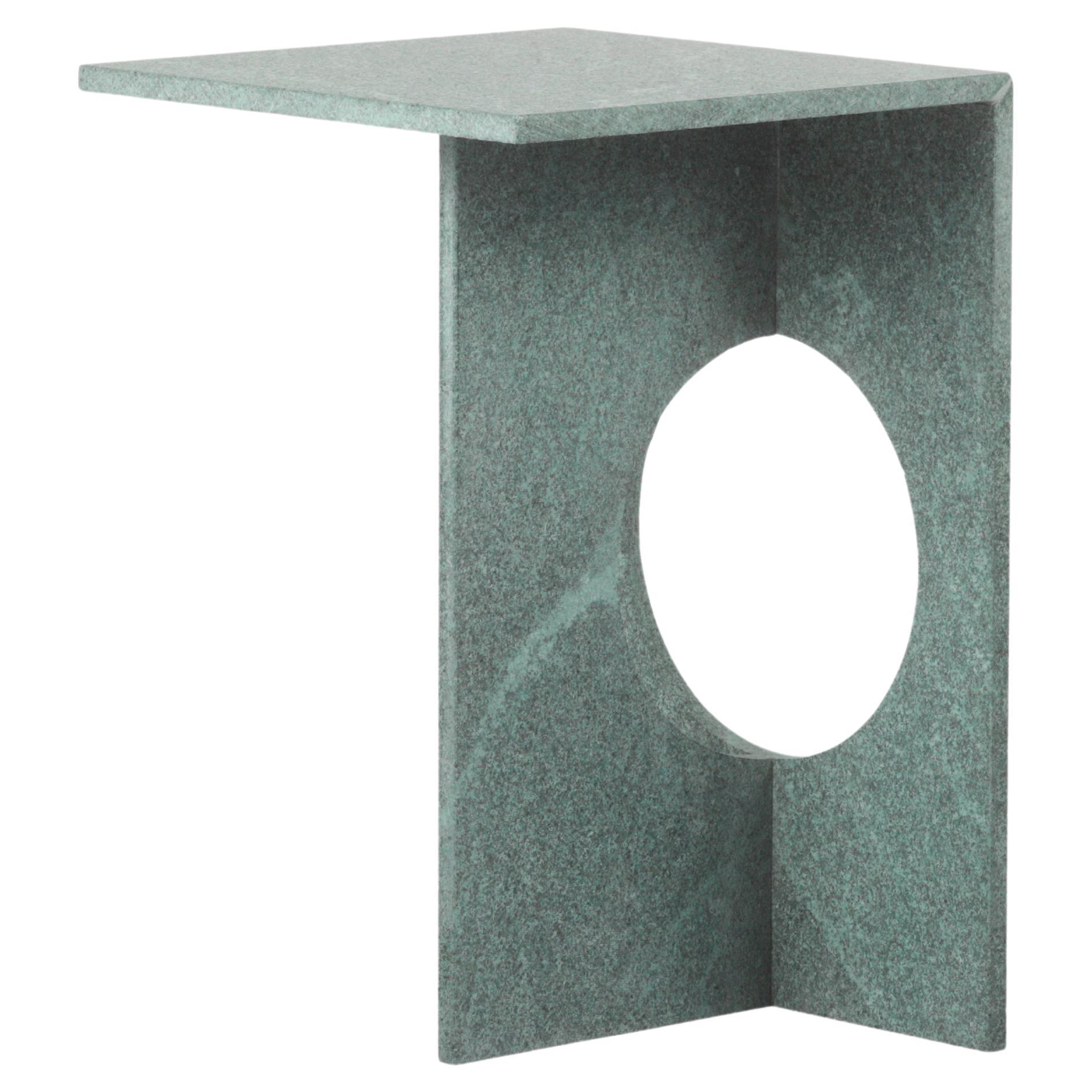 Ola Side Table, Sandblasted Green Diabase Stone, Studio Mohs
