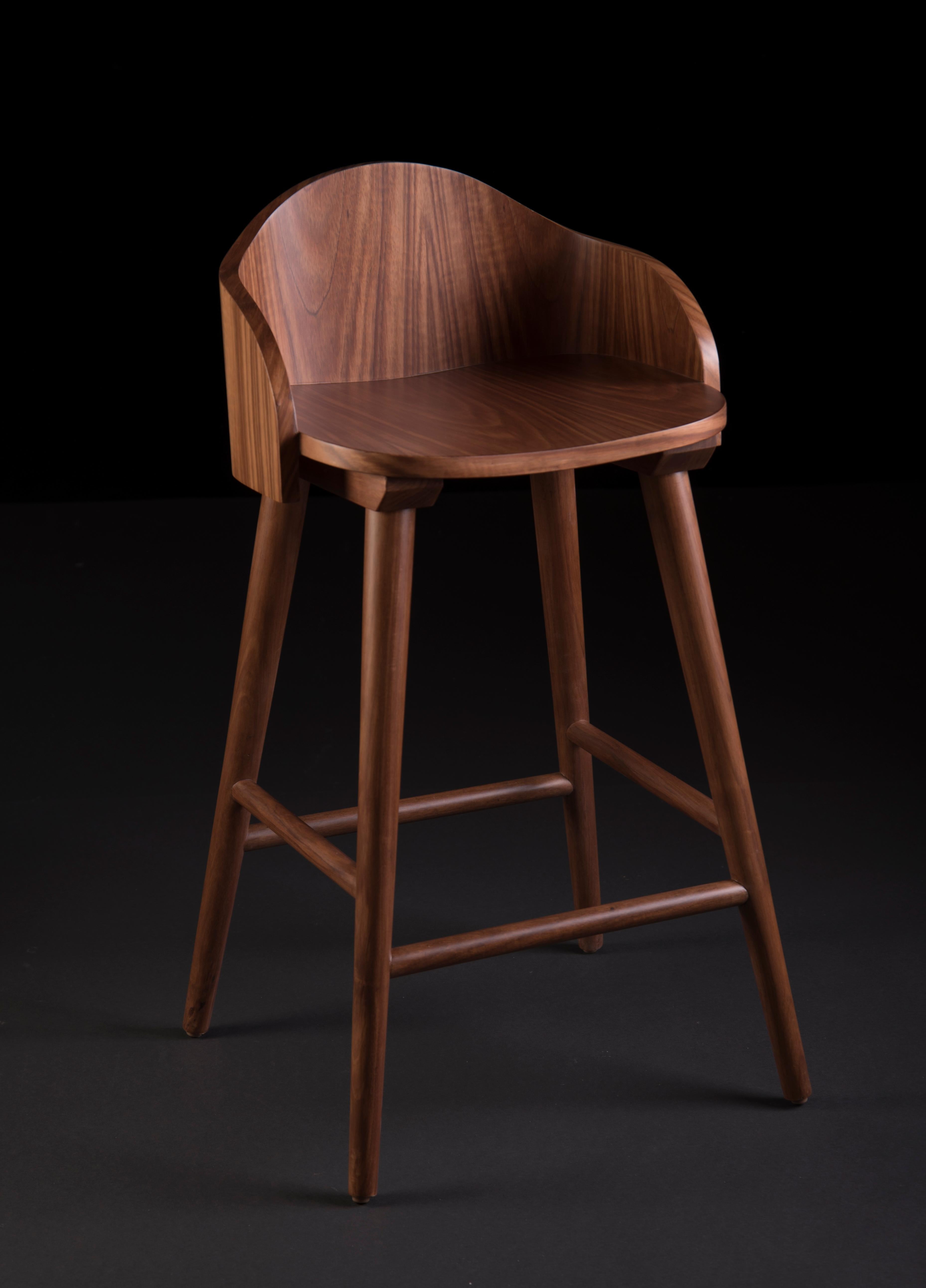 Contemporary Ola Stool, Tzalam Wood For Sale