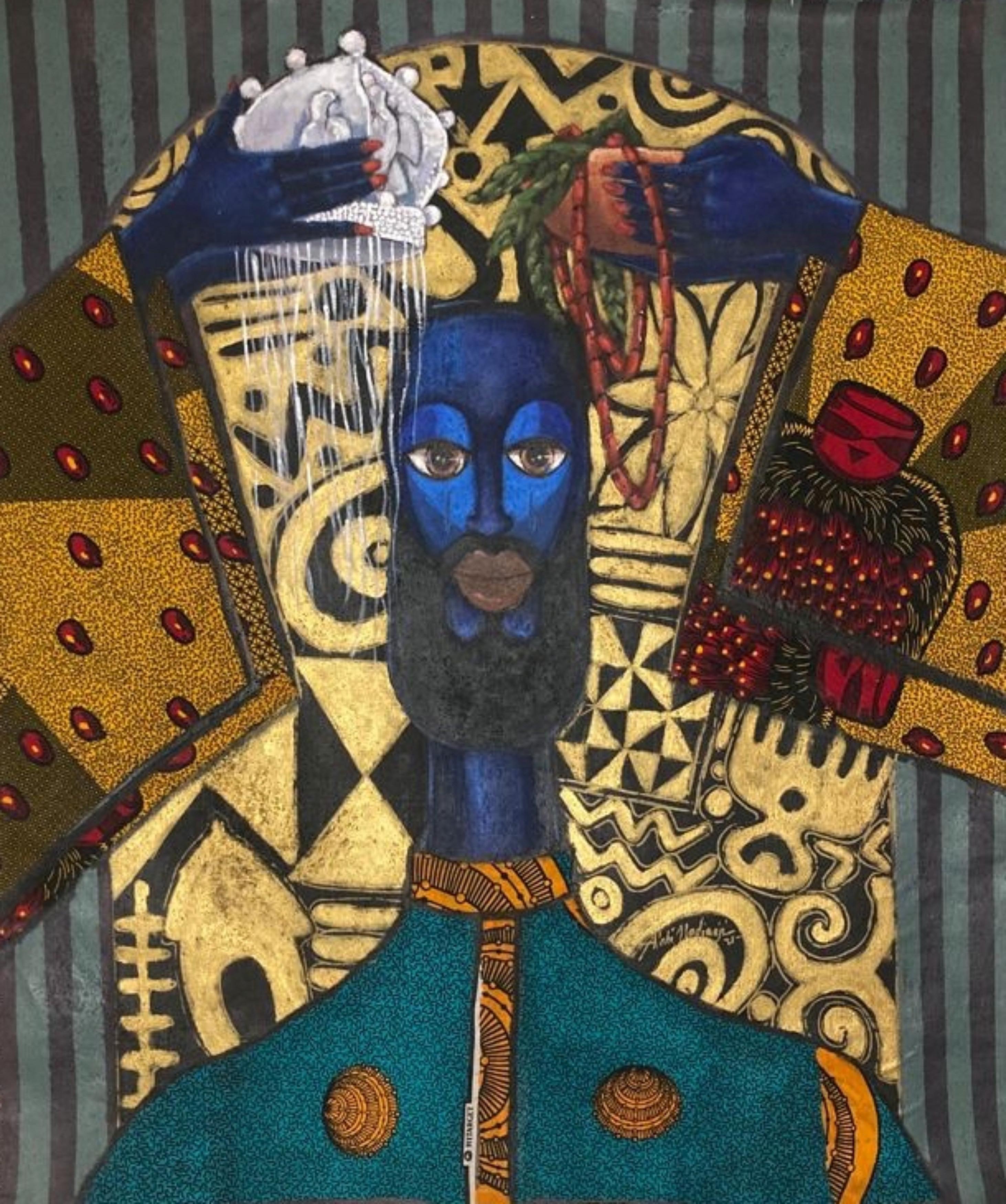 Oladimeji Alabi Figurative Painting - Afobaje (King Maker)