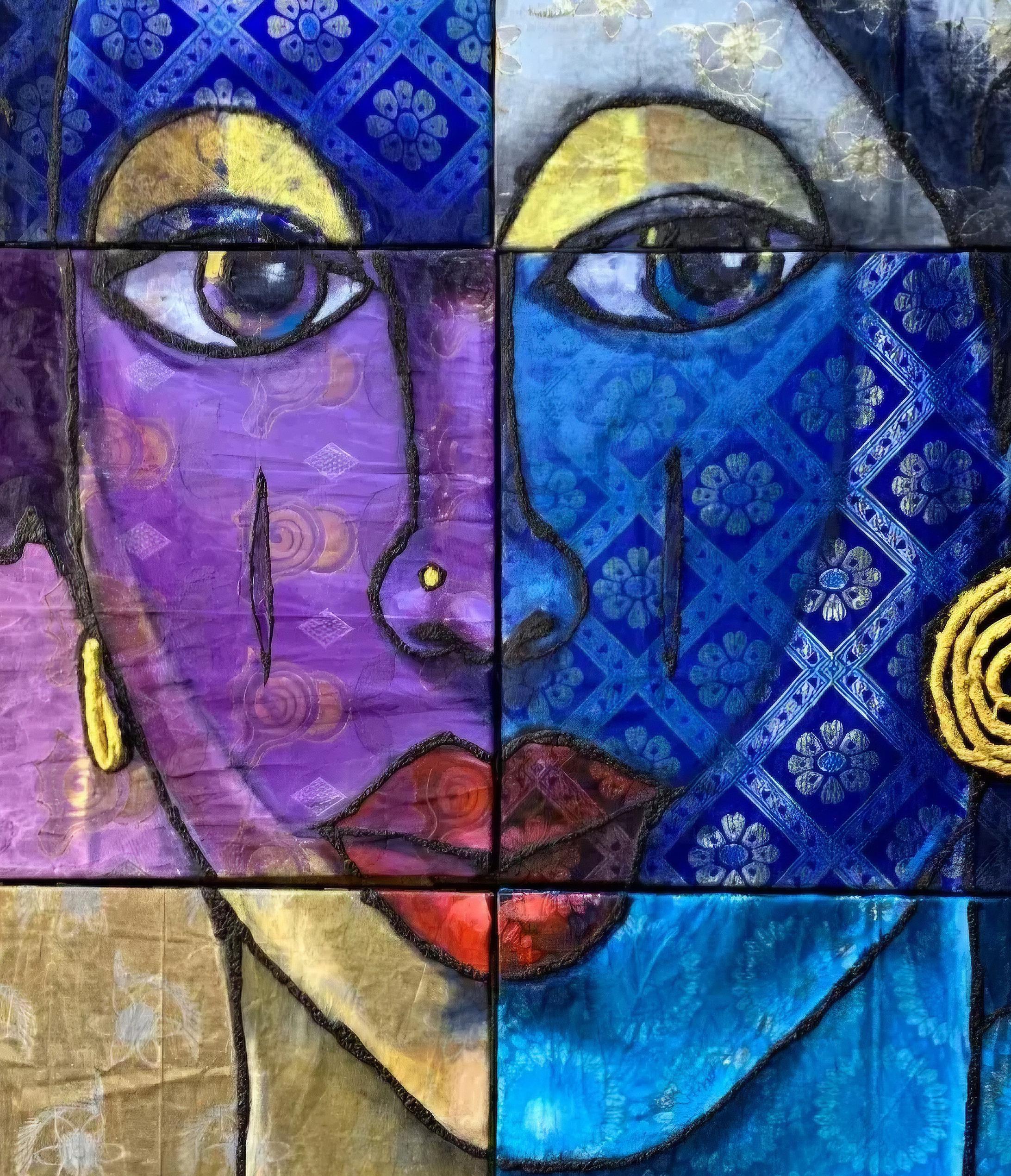 Tal Como Eres 1 - Siglo XXI, Figurativo, Técnica mixta, Mujer, África - Figurative Painting Azul de Oladimeji Alabi
